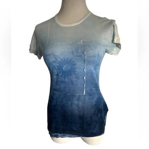 Marika Charles Blue Flowers Hand Printed Sweater, size 2